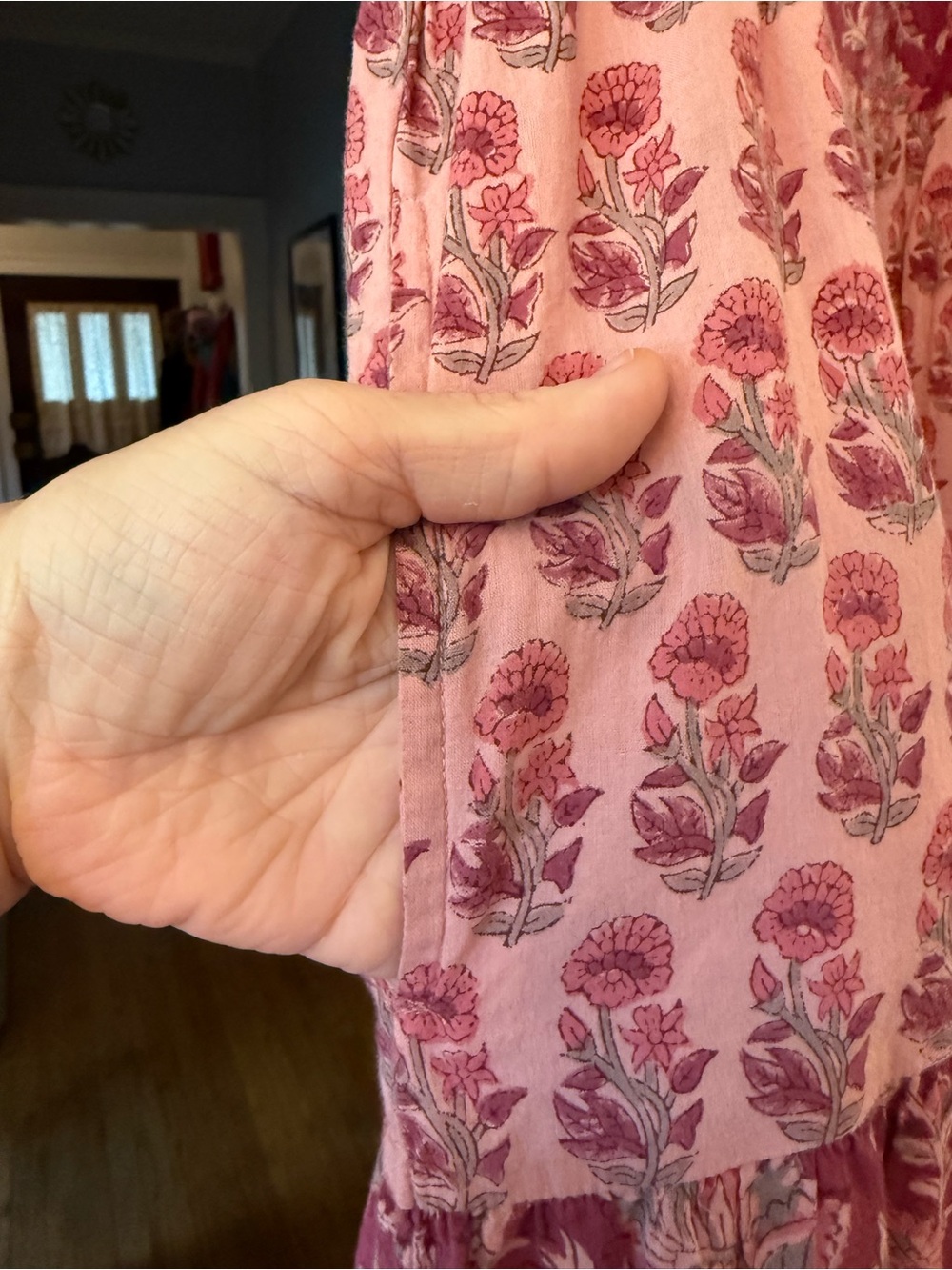 Pink Floral Tiered Sleeveless Sundress, XL - Picture 5 of 5